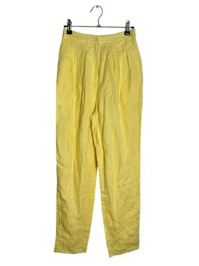 LPA Kameron Pleated Linen Tapered Pants Butter Lemon Yellow Size XS